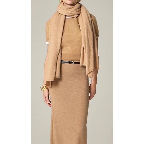 J. Crew Oversized Cashmere Wrap with JKS Monogram - Picture 2 of 7